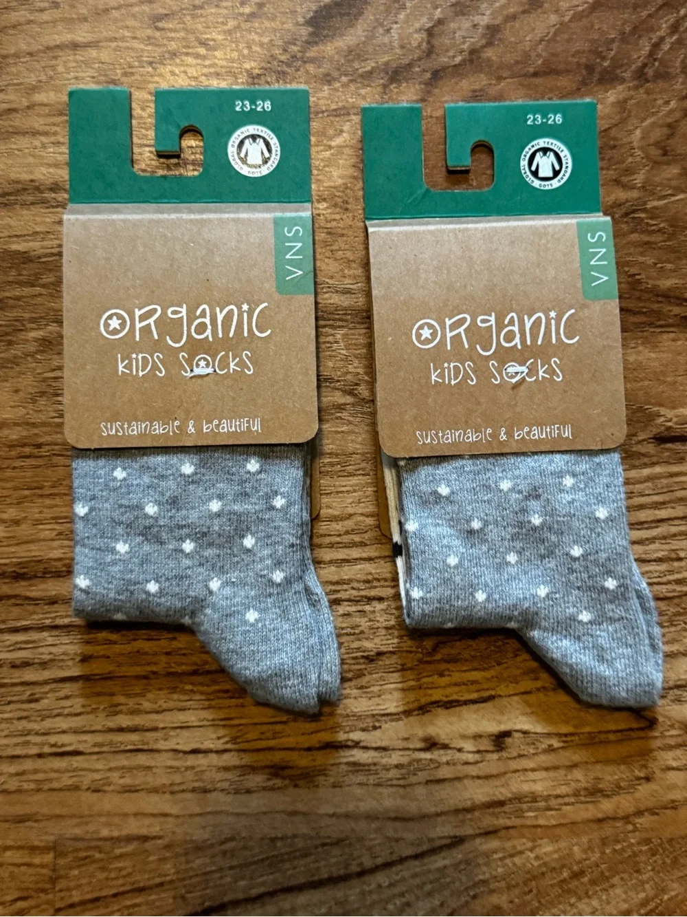 European Organic Cotton Kids Socks - Polar Bear 🐻❄️ and White Dots NWT